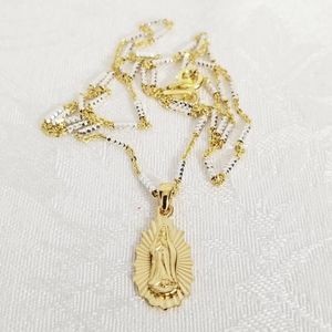 New Guadalupe Kid's Necklace. 14K Gold Plated Over Sterling Silver.